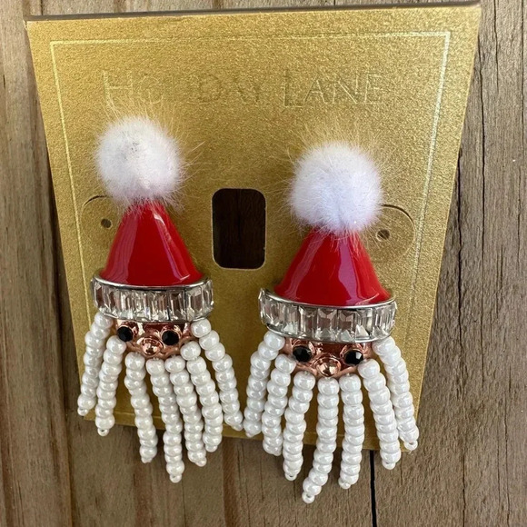 SANTA CHRISTMAS PEARL CHARTER CLUB EARRINGS - Picture 4 of 11